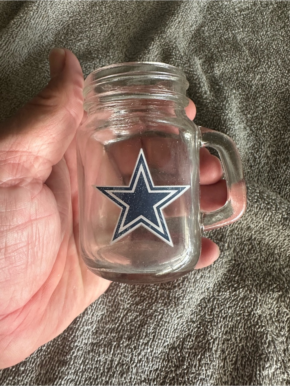 Dallas Cowboys NFL Clear Glass Mug with Navy Star Logo